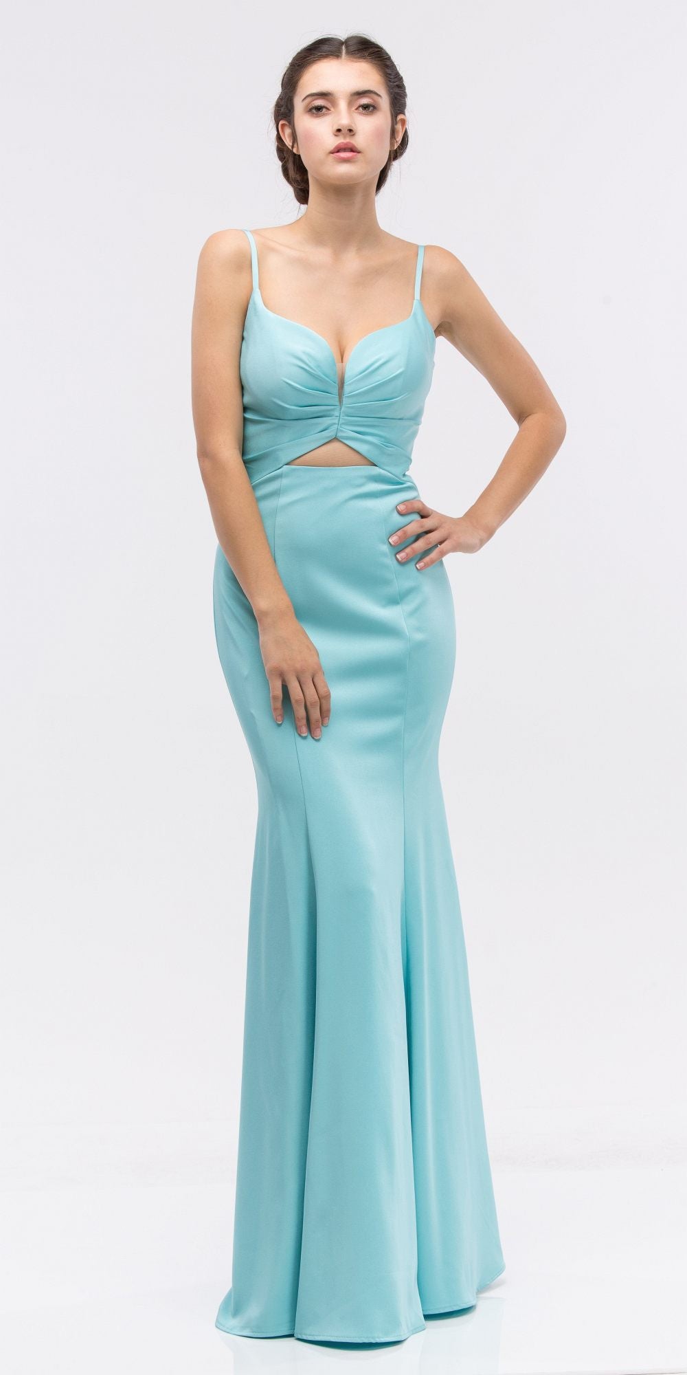 Mint Sweetheart Neckline Mermaid Satin Prom Gown with Cut-Out 