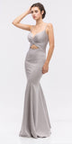 Silver Sweetheart Neckline Mermaid Satin Prom Gown with Cut-Out