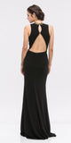 Black/Gold Plunging Neck Sleeveless Fit and Flare Evening Gown