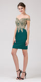 Off-Shoulder Embellished Bodice Short Party Dress Hunter Green