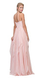A-line Tiered Long Prom Dress Appliqued Bodice Blush