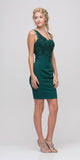 Hunter Green Short Party Dress with Lace Appliques