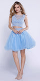 Periwinkle Lace Applique Bodice Two-Piece Homecoming Short Dress