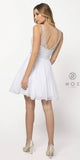Nox Anabel 6163 White Illusion Beaded Bodice Sleeveless Homecoming Dress Short