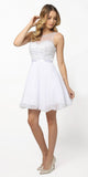 Nox Anabel 6163 White Illusion Beaded Bodice Sleeveless Homecoming Dress Short