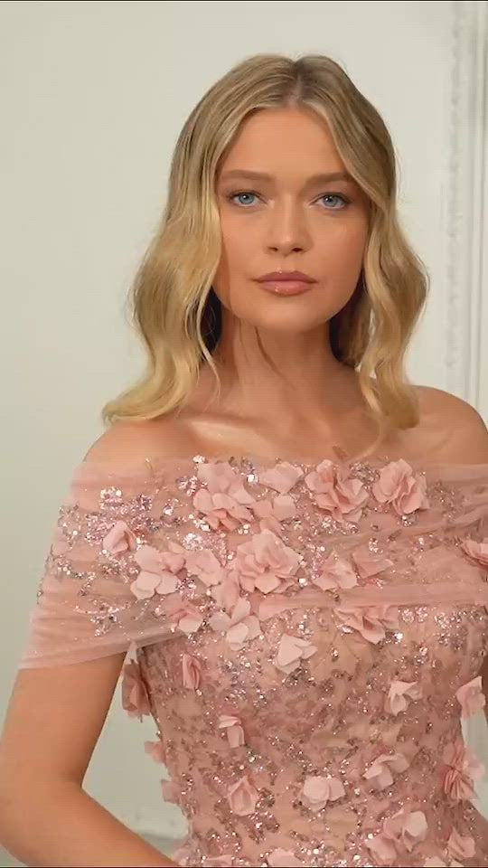 Cinderella Divine CD955 Long Strapless Glitter Layered Tulle Ball Gown