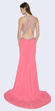 Juliet 620 Watermelon Illusion Halter Neckline Keyhole Back Prom Dress