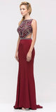 Burgundy Beaded Cut Out Bodice Mermaid Red Carpet Gown