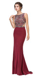 Eureka 6200 Burgundy Beaded Cut Out Bodice Mermaid Red Carpet Gown Side View