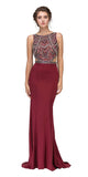 Eureka 6200 Burgundy Beaded Cut Out Bodice Mermaid Red Carpet Gown