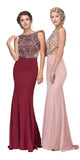 Eureka 6200 Burgundy and Blush Beaded Cut Out Bodice Mermaid Red Carpet Gown