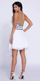 Floral Embroidered Top Short Halter Homecoming Dress White
