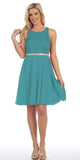 Celavie 6253 Scoop Neck Lace Top Knee-Length Cocktail Dress Kelly Green
