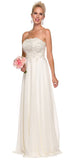 Juliet 626 Strapless A-Line Formal Dress with Appliqued Bodice Ivory