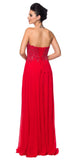 Juliet 626 Strapless A-Line Formal Dress with Appliqued Bodice Red