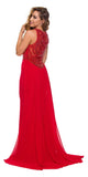 Juliet 628 Embellished Bodice Fit and Flare Prom Gown with Train Red