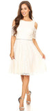 Ivory Lace A-Line Wedding Guest Dress Cold Shoulder Short Sleeves