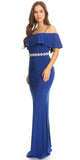 Royal Blue Floor Length Evening Gown Off Shoulder