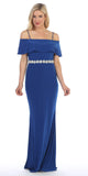 Celavie 6332 Royal Blue Floor Length Evening Gown Off Shoulder