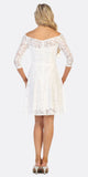 Celavie 6343 Off-the-Shoulder Short Lace Homecoming Dress Off White