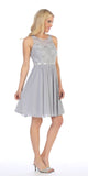Silver Sleeveless Short Party Lace Dress A-line