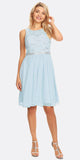 Celavie 6344 Baby Blue Sleeveless Short Party Lace Dress A-line