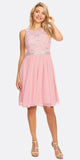 Celavie 6344 Blush Sleeveless Short Party Lace Dress A-line