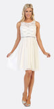 Celavie 6344 White Sleeveless Short Party Lace Dress A-line