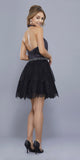 Lace Skirt Short Halter Homecoming Dress Embellished Waist Black
