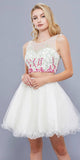  Ivory Two-Piece Homecoming Dress Embroidered Crop Top 