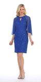 Royal Blue Wedding Guest Dress with Flutter Sleeves