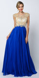 Juliet 636 Royal Blue Beaded Bodice Cap Sleeve Prom Gown with Slit and Train