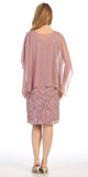 Celavie 6365 Short Lace Mauve Dress Semi-Formal With Poncho