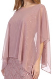 Celavie 6365 Short Lace Mauve Dress Semi-Formal With Poncho