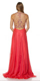 Juliet 637 Sleeveless A-Line Rhinestone Embellished Prom Gown Watermelon