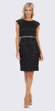 Beaded Waist Short Wedding Guest Dress Black