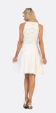 Celavie 6382 Off White Lace Top Knee-Length Cocktail Dress