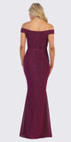 Celavie 6402 Off-Shoulder Mermaid Style Long Formal Dress Burgundy
