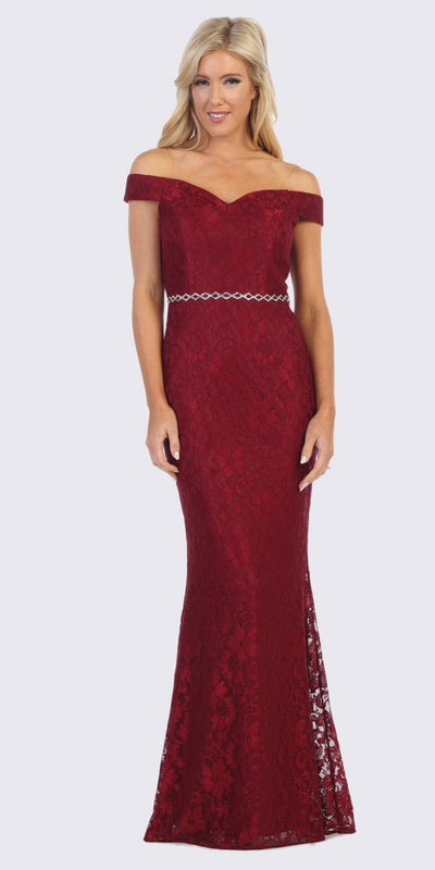 Burgundy Off-Shoulder Mermaid Long Formal Dress