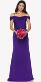 Purple Off Shoulder Long Bridesmaids Dress with Spaghetti Strap