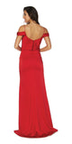Red Off Shoulder Long Bridesmaids Dress with Spaghetti Strap