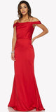 Red Off Shoulder Long Bridesmaids Dress with Spaghetti Strap