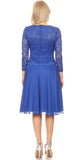 Royal Blue Short Wedding Guest Dress with Quarter Sleeves