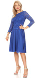 Royal Blue Short Wedding Guest Dress with Quarter Sleeves