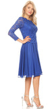 Royal Blue Short Wedding Guest Dress with Quarter Sleeves