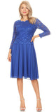 Royal Blue Short Wedding Guest Dress with Quarter Sleeves