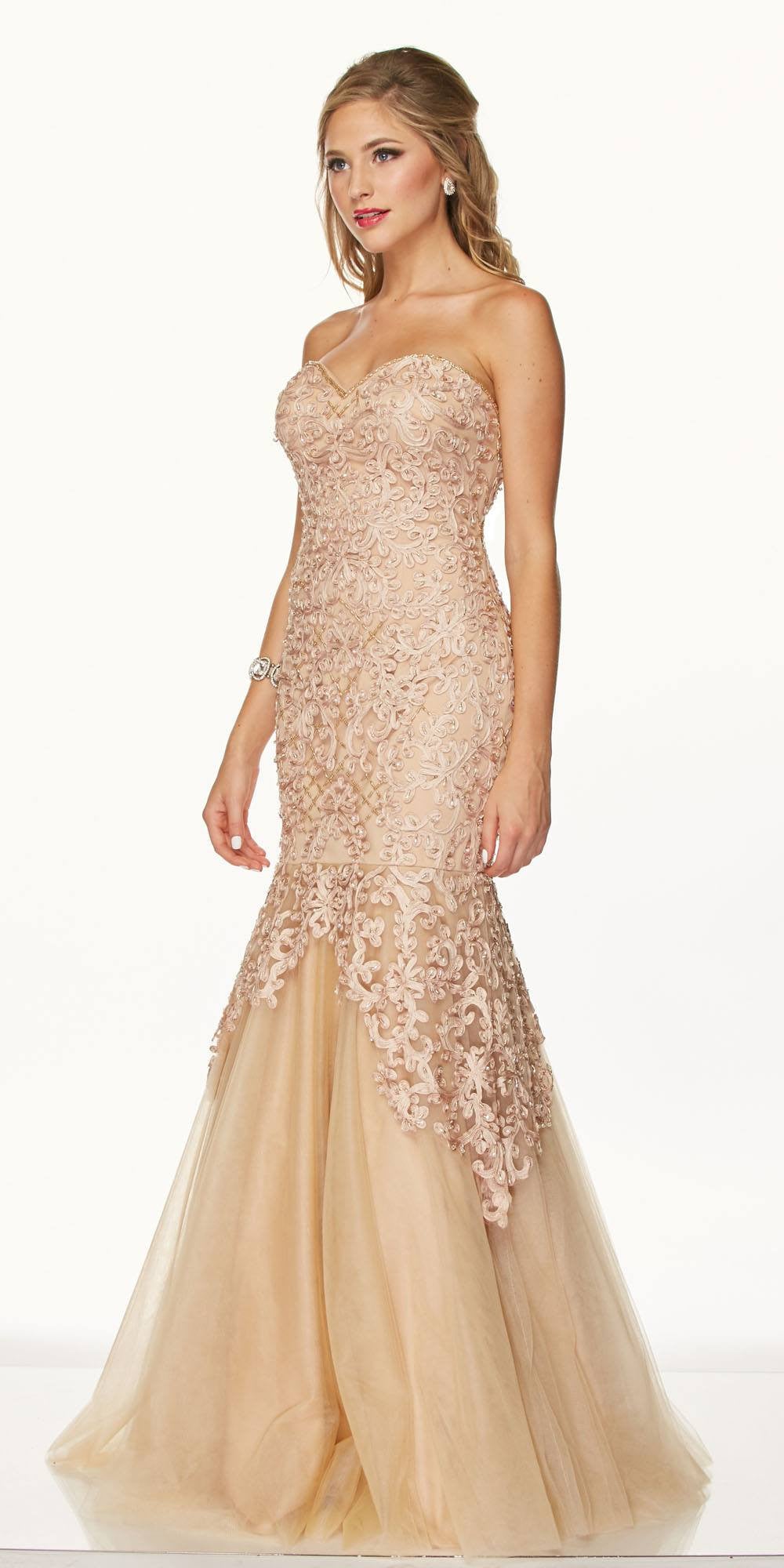 Juliet 644 Sweetheart Neckline Mermaid Style Prom Gown Gold  - DiscountDressShop