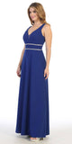 Sleeveless V-Neck and Back Long Formal Dress Royal Blue