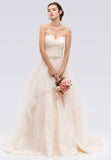 Strapless Sweetheart Neckline Embellished Wedding Gown Champagne
