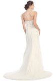Sweetheart Neckline Fit and Flare Bridal Gown Embellished Waist Ivory/Gold